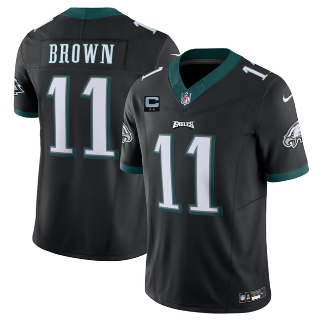 Men's Philadelphia Eagles #11 A. J. Brown Black F.U.S.E With 2-Star C Patch Vapor Untouchable Limited Stitched Football Jersey